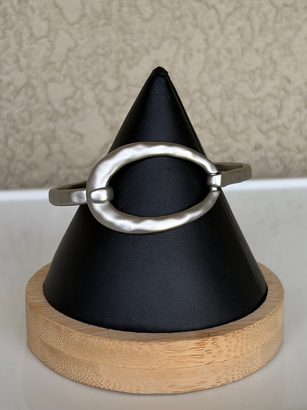 Matte Silver Oval Link Cuff Bracelet